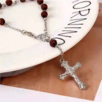 Catholic porcelain white love rosary prayer necklace, Mary blessing rosary prayer necklace, porcelain white heart-shaped beads